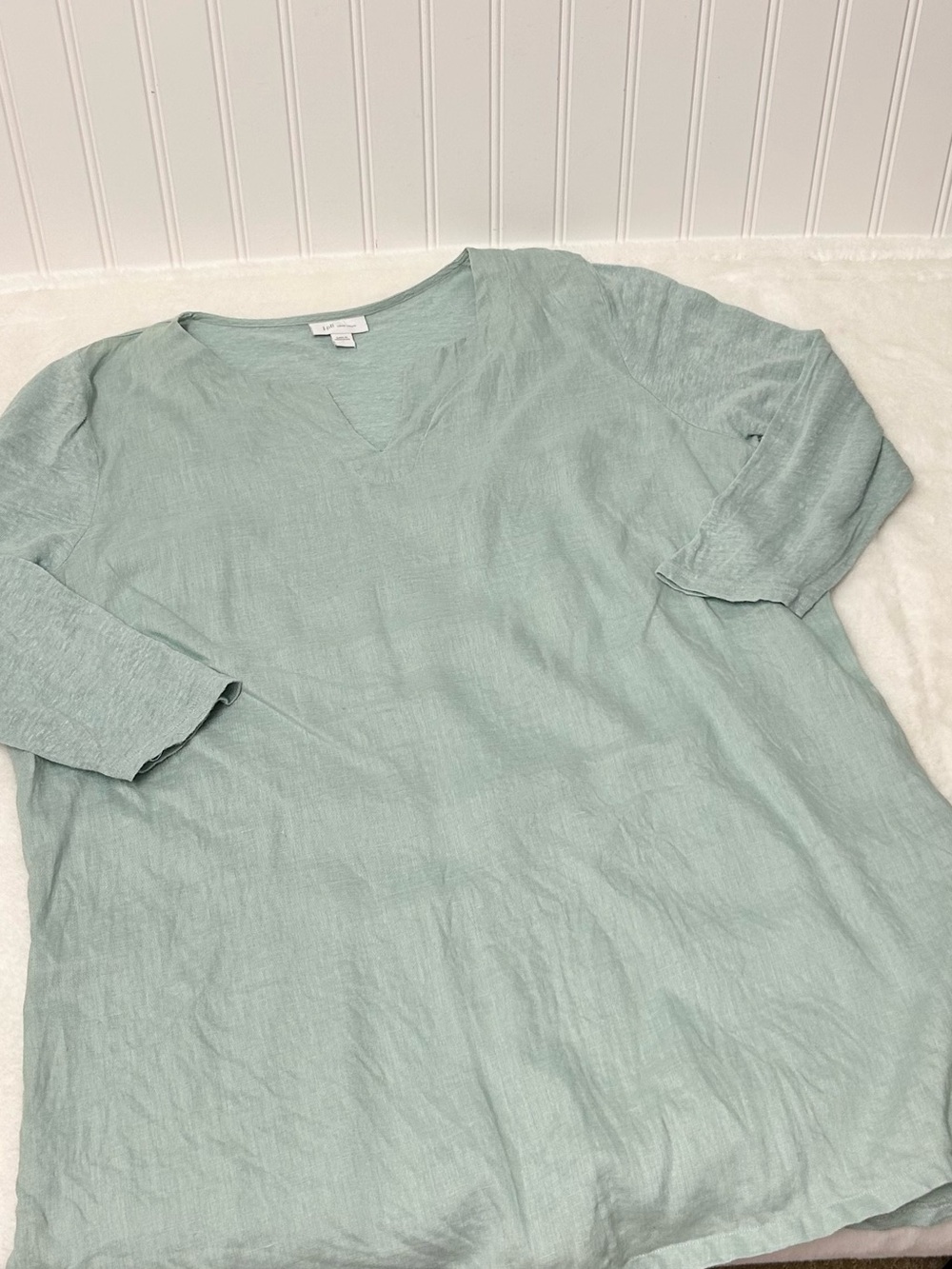 J Jill pintuck V-Neck Women's linen front Tunic Top